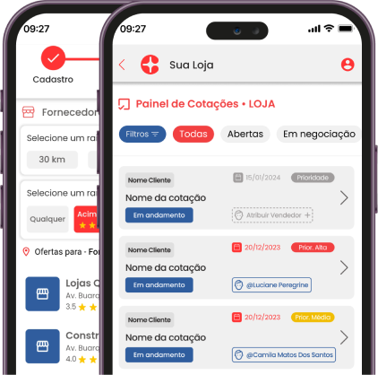 imagem com celulares mostrando o painel de cotações do app concretto